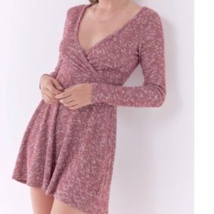 UO Sweater Dress Long Sleeves Heather Red/Mauve XS